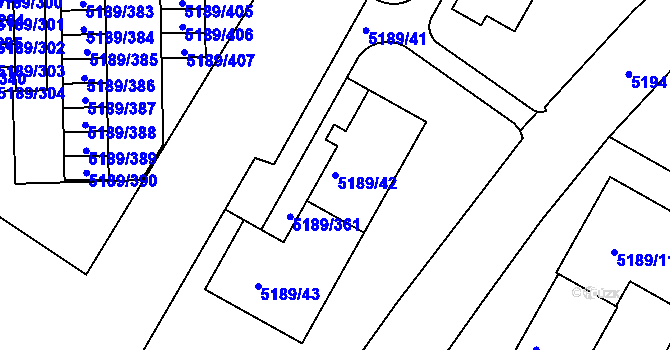 Parcela st. 5189/42 v KÚ Frýdek, Katastrální mapa