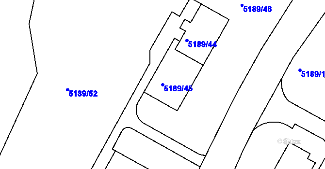 Parcela st. 5189/45 v KÚ Frýdek, Katastrální mapa