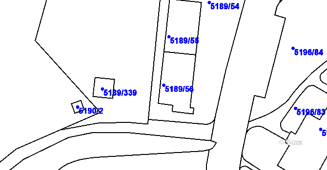 Parcela st. 5189/56 v KÚ Frýdek, Katastrální mapa