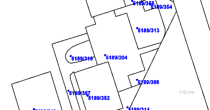 Parcela st. 5189/204 v KÚ Frýdek, Katastrální mapa