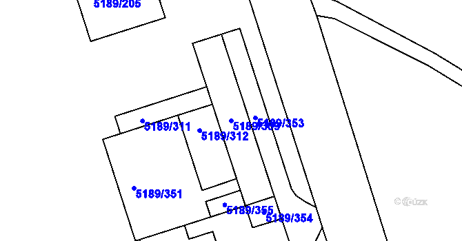 Parcela st. 5189/309 v KÚ Frýdek, Katastrální mapa