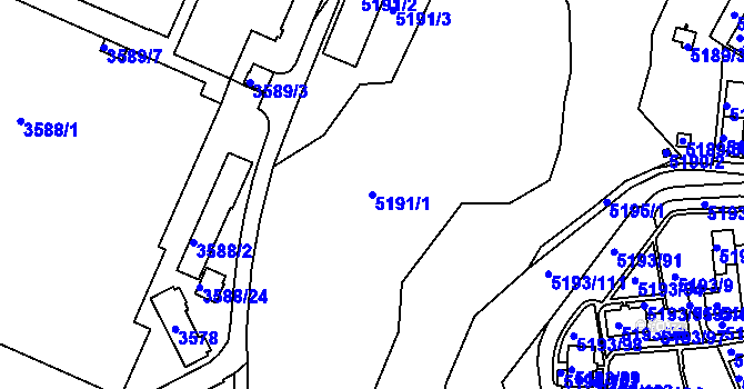 Parcela st. 5191/1 v KÚ Frýdek, Katastrální mapa