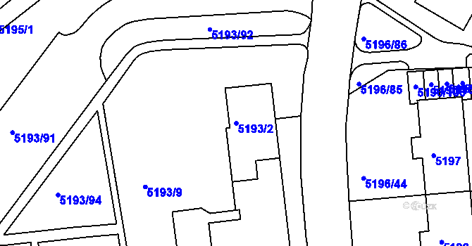 Parcela st. 5193/2 v KÚ Frýdek, Katastrální mapa