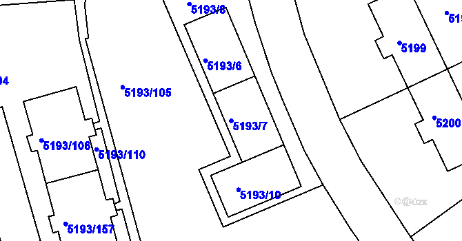Parcela st. 5193/7 v KÚ Frýdek, Katastrální mapa