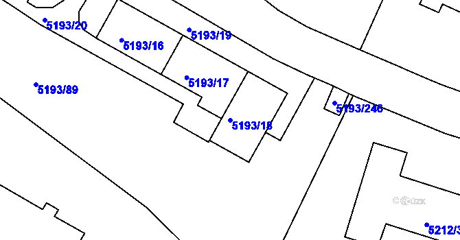 Parcela st. 5193/18 v KÚ Frýdek, Katastrální mapa