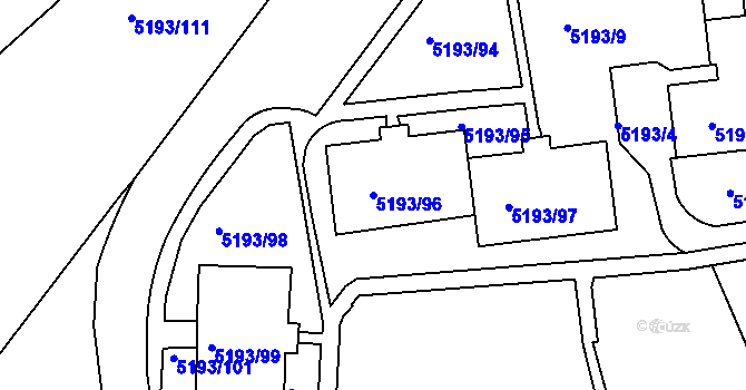 Parcela st. 5193/96 v KÚ Frýdek, Katastrální mapa