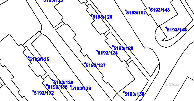 Parcela st. 5193/124 v KÚ Frýdek, Katastrální mapa