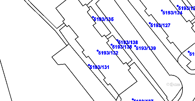 Parcela st. 5193/132 v KÚ Frýdek, Katastrální mapa