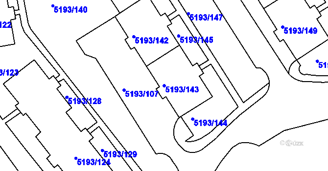 Parcela st. 5193/143 v KÚ Frýdek, Katastrální mapa