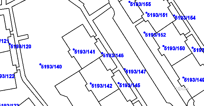 Parcela st. 5193/146 v KÚ Frýdek, Katastrální mapa