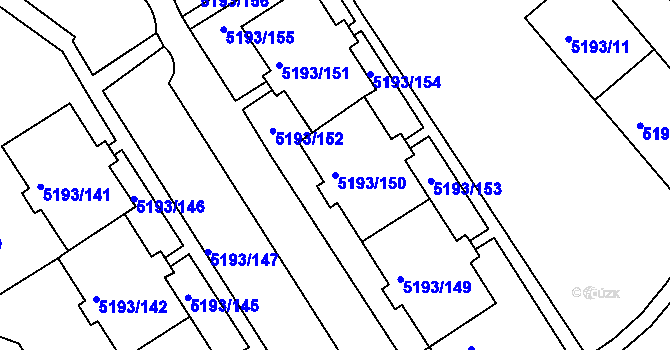 Parcela st. 5193/150 v KÚ Frýdek, Katastrální mapa