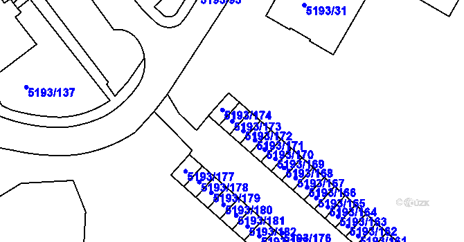 Parcela st. 5193/173 v KÚ Frýdek, Katastrální mapa