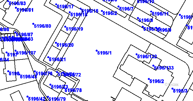 Parcela st. 5196/1 v KÚ Frýdek, Katastrální mapa
