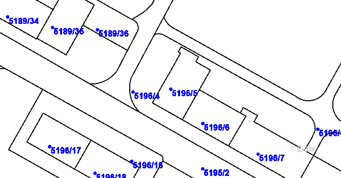 Parcela st. 5196/5 v KÚ Frýdek, Katastrální mapa