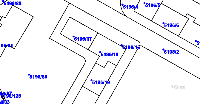 Parcela st. 5196/18 v KÚ Frýdek, Katastrální mapa