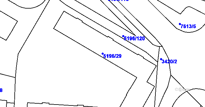 Parcela st. 5196/29 v KÚ Frýdek, Katastrální mapa