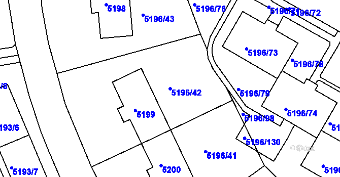 Parcela st. 5196/42 v KÚ Frýdek, Katastrální mapa