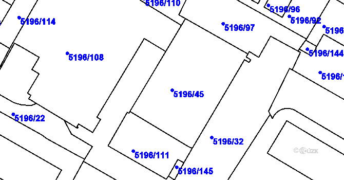 Parcela st. 5196/45 v KÚ Frýdek, Katastrální mapa