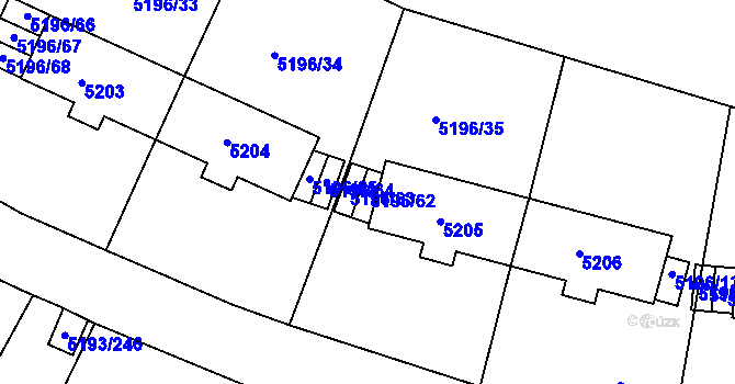 Parcela st. 5196/62 v KÚ Frýdek, Katastrální mapa