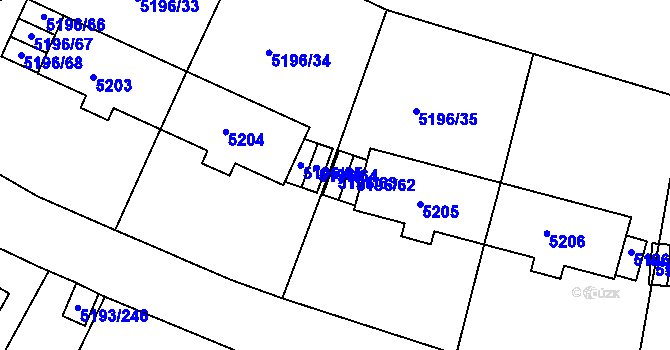 Parcela st. 5196/63 v KÚ Frýdek, Katastrální mapa