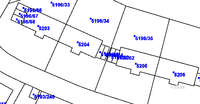 Parcela st. 5196/65 v KÚ Frýdek, Katastrální mapa