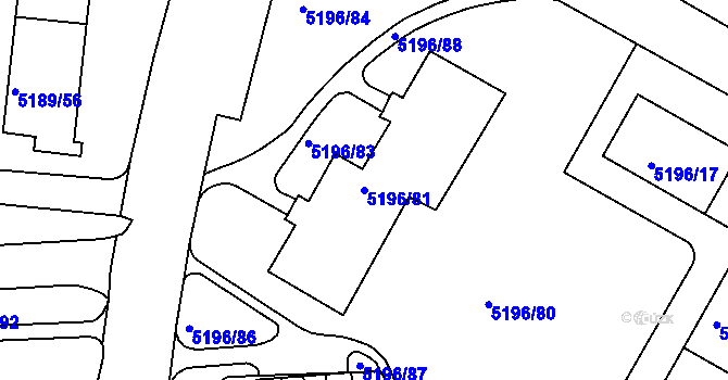 Parcela st. 5196/81 v KÚ Frýdek, Katastrální mapa