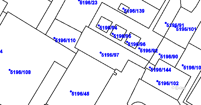 Parcela st. 5196/97 v KÚ Frýdek, Katastrální mapa