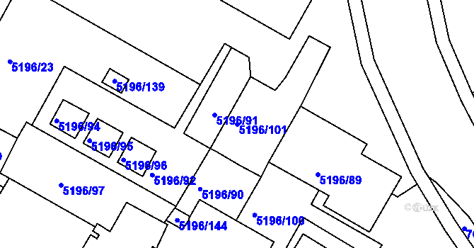 Parcela st. 5196/101 v KÚ Frýdek, Katastrální mapa