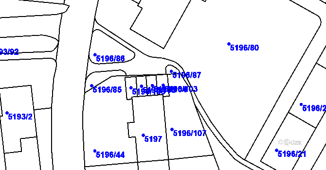 Parcela st. 5196/103 v KÚ Frýdek, Katastrální mapa