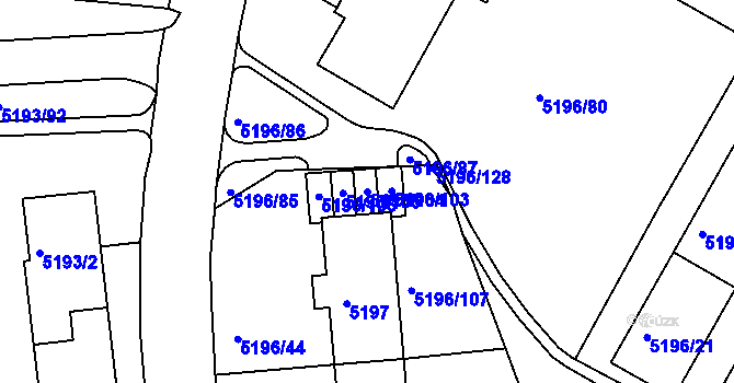Parcela st. 5196/104 v KÚ Frýdek, Katastrální mapa