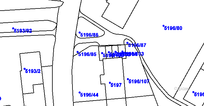 Parcela st. 5196/106 v KÚ Frýdek, Katastrální mapa