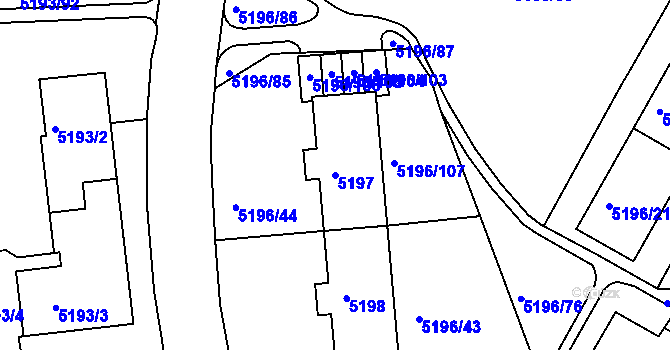 Parcela st. 5197 v KÚ Frýdek, Katastrální mapa