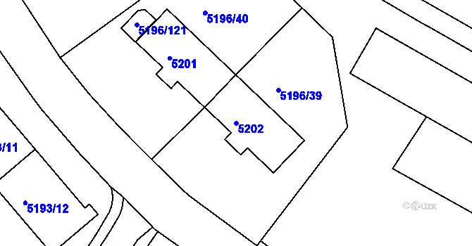 Parcela st. 5202 v KÚ Frýdek, Katastrální mapa