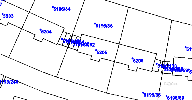 Parcela st. 5205 v KÚ Frýdek, Katastrální mapa