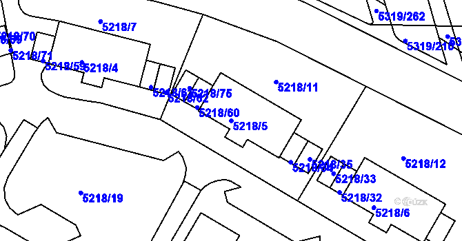 Parcela st. 5218/5 v KÚ Frýdek, Katastrální mapa