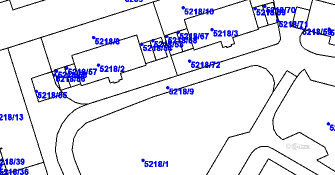 Parcela st. 5218/9 v KÚ Frýdek, Katastrální mapa