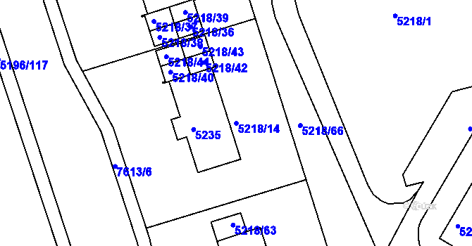 Parcela st. 5218/14 v KÚ Frýdek, Katastrální mapa