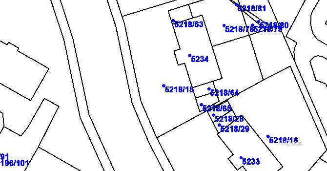Parcela st. 5218/15 v KÚ Frýdek, Katastrální mapa