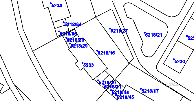 Parcela st. 5218/16 v KÚ Frýdek, Katastrální mapa