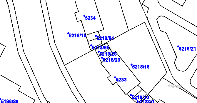 Parcela st. 5218/28 v KÚ Frýdek, Katastrální mapa