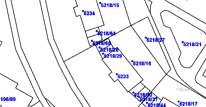 Parcela st. 5218/29 v KÚ Frýdek, Katastrální mapa
