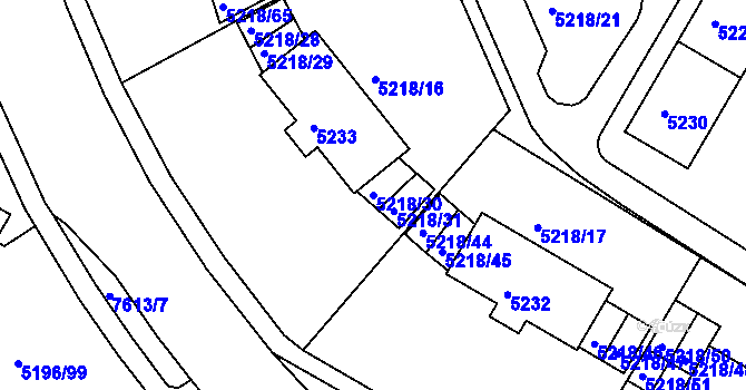 Parcela st. 5218/30 v KÚ Frýdek, Katastrální mapa