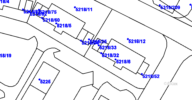 Parcela st. 5218/33 v KÚ Frýdek, Katastrální mapa