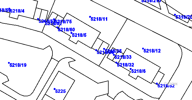 Parcela st. 5218/34 v KÚ Frýdek, Katastrální mapa
