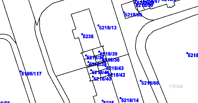 Parcela st. 5218/39 v KÚ Frýdek, Katastrální mapa