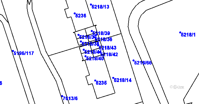 Parcela st. 5218/42 v KÚ Frýdek, Katastrální mapa