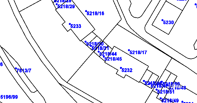 Parcela st. 5218/44 v KÚ Frýdek, Katastrální mapa