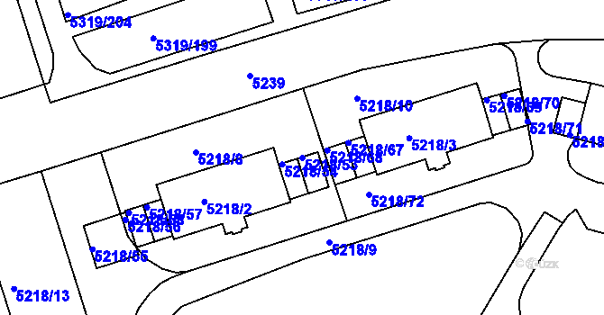 Parcela st. 5218/53 v KÚ Frýdek, Katastrální mapa