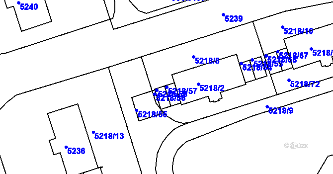 Parcela st. 5218/57 v KÚ Frýdek, Katastrální mapa