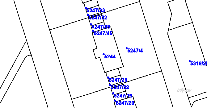 Parcela st. 5244 v KÚ Frýdek, Katastrální mapa